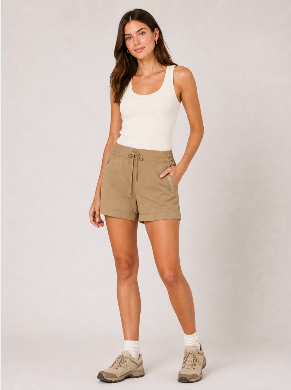 River & Rose Women’s Tan Utility Hiking Shorts Breathable Chino Gorpcore